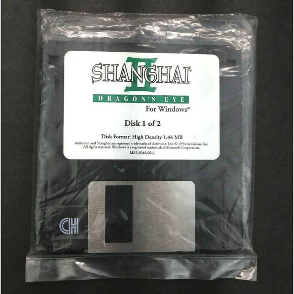 Vintage Shanghai 2 Dragon's Eye PC 2 Diskettes 3.5" Disks Windows 3.1 Activision - Picture 2 of 4
